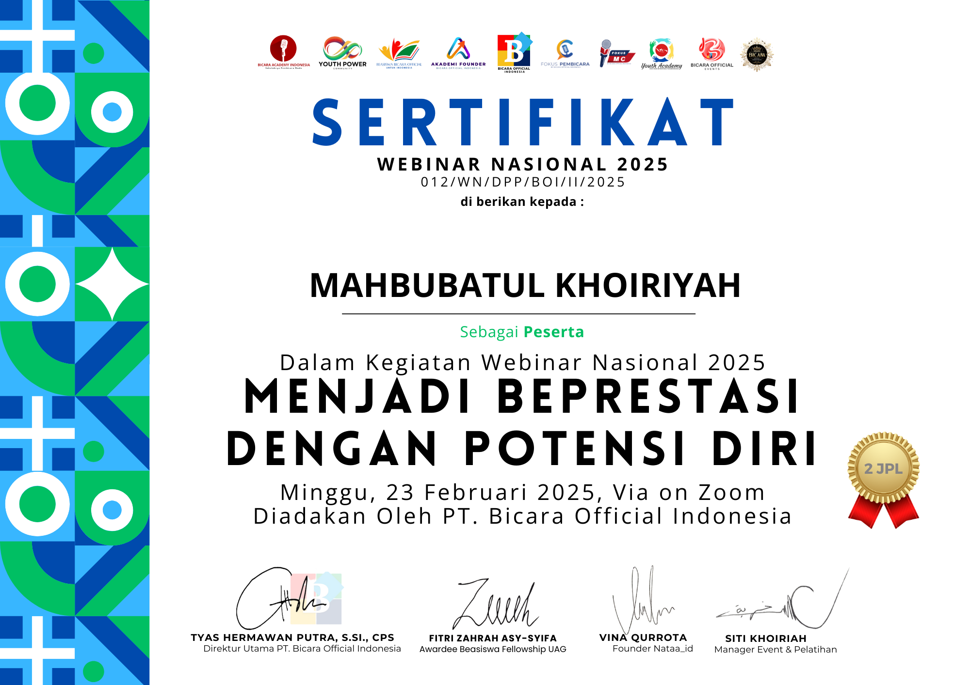 Menjadi Berprestasi Dengan Potensi Diri.